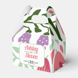 Kleurrijke tropische bladeren, boog maximalistisch bedankdoosjes