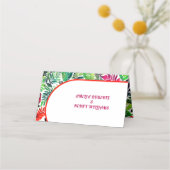 Kleurrijke tropische bladeren, boog maximalistisch plaatskaartje (Achterkant)