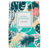 Kleurrijke tropische bladeren collage medium cadeauzakje (Achterkant)