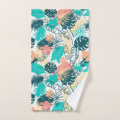 Kleurrijke tropische bladeren collage monogram bad handdoek (Handdoek)