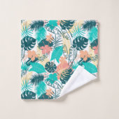 Kleurrijke tropische bladeren collage monogram bad handdoek (Wasdoekje)