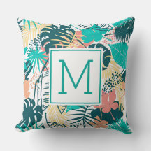 Kleurrijke tropische bladeren collage monogram