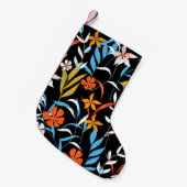 Kleurrijke tropische bladeren: donker achtergrondp kleine kerstsok (Voorkant (Hangend))