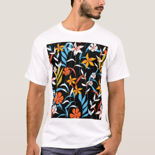 Kleurrijke tropische bladeren: donker achtergrondp t-shirt