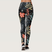 Kleurrijke tropische bladeren en bloementenpatroon leggings (Achterkant)