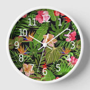 Kleurrijke Tropische Bladeren en Hibiscus Bloemen 