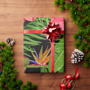 Kleurrijke Tropische Bladeren en Hibiscus Bloemen  Cadeaupapier