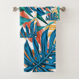 Kleurrijke tropische bladeren, exotisch patroonont bad handdoek