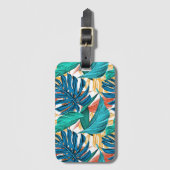 Kleurrijke tropische bladeren, exotisch patroonont bagagelabel (Voorkant (verticaal))