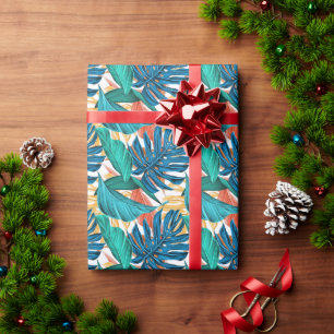 Kleurrijke tropische bladeren, exotisch patroonont cadeaupapier