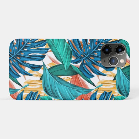 Kleurrijke tropische bladeren, exotisch patroonont Case-Mate iPhone case (Achterkant (horizontaal))