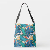 Kleurrijke tropische bladeren, exotisch patroonont crossbody tas (Achterkant)