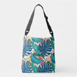 Kleurrijke tropische bladeren, exotisch patroonont crossbody tas
