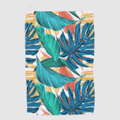 Kleurrijke tropische bladeren, exotisch patroonont golfhanddoek (Voorkant)