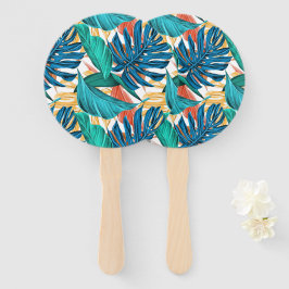 Kleurrijke tropische bladeren, exotisch patroonont handwaaier