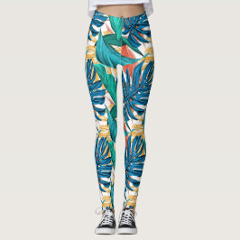 Kleurrijke tropische bladeren, exotisch patroonont leggings