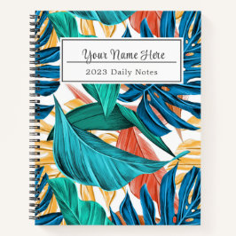 Kleurrijke tropische bladeren, exotisch patroonont notitieboek