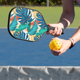 Kleurrijke tropische bladeren, exotisch patroonont pickleball paddle
