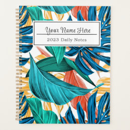 Kleurrijke tropische bladeren, exotisch patroonont planner