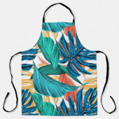 Kleurrijke tropische bladeren, exotisch patroonont schort (Voorkant)