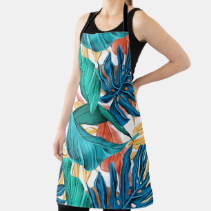 Kleurrijke tropische bladeren, exotisch patroonont schort