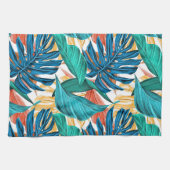 Kleurrijke tropische bladeren, exotisch patroonont theedoek (Horizontaal)