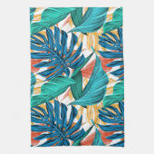 Kleurrijke tropische bladeren, exotisch patroonont theedoek (Verticaal)