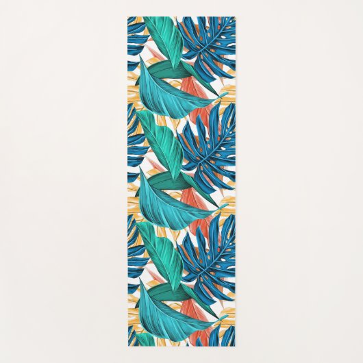 Kleurrijke tropische bladeren, exotisch patroonont yogamat (Voorkant)