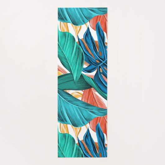 Kleurrijke tropische bladeren, exotisch patroonont yogamat (Achterkant)