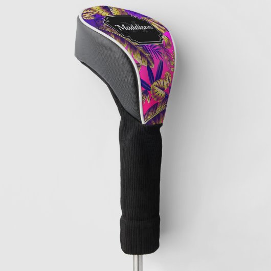 Kleurrijke tropische bladeren golfheadcover (Schuin)