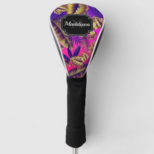 Kleurrijke tropische bladeren golfheadcover (Voorkant)