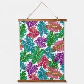 Kleurrijke tropische bladeren hangend wandkleed (Voorkant)
