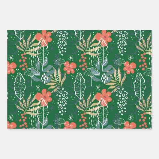 Kleurrijke tropische bladeren inpakpapier vel (Voorkant 3)