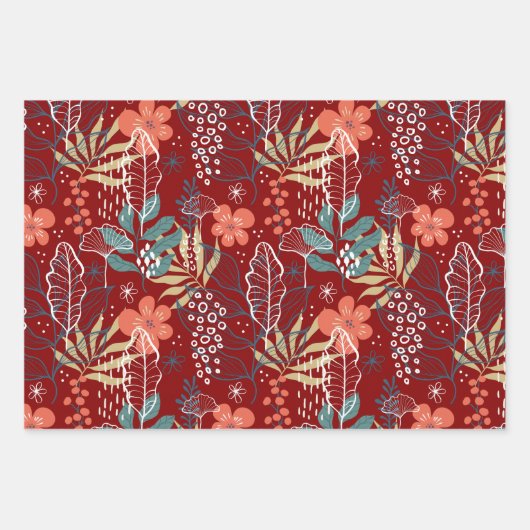 Kleurrijke tropische bladeren inpakpapier vel (Voorkant)