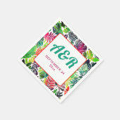 Kleurrijke tropische bladeren, lijst maximalistisc servet (Hoek)