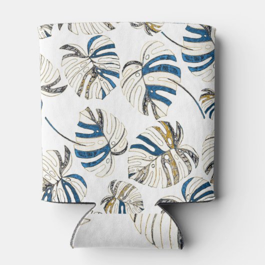 Kleurrijke tropische bladeren, modern patroon. blikjeskoeler (Achterkant)