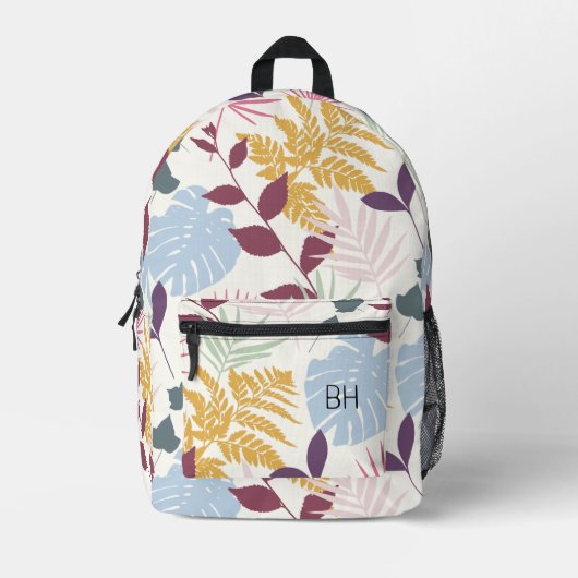 kleurrijke tropische bladeren monogram Initialen Bedrukte Rugzak (Voorkant)