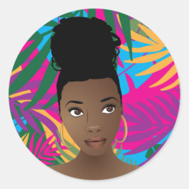 Kleurrijke tropische bladeren | Natuurlijke schoon Ronde Sticker