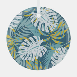 Kleurrijke tropische bladeren, origineel abstract glas ornament