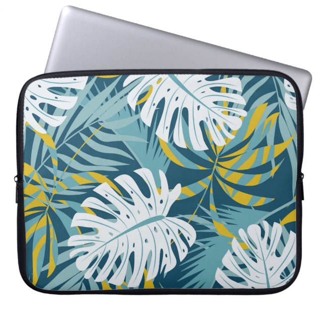 Kleurrijke tropische bladeren, origineel abstract  laptop sleeve (Voorkant)