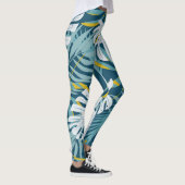 Kleurrijke tropische bladeren, origineel abstract  leggings (Rechts)