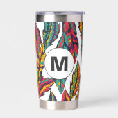 Kleurrijke Tropische bladeren Patroon Monogram Geïsoleerde Drinkbeker (Links)