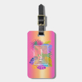 Kleurrijke tropische bladeren Sunset ID575 Bagagelabel (Voorkant verticaal)