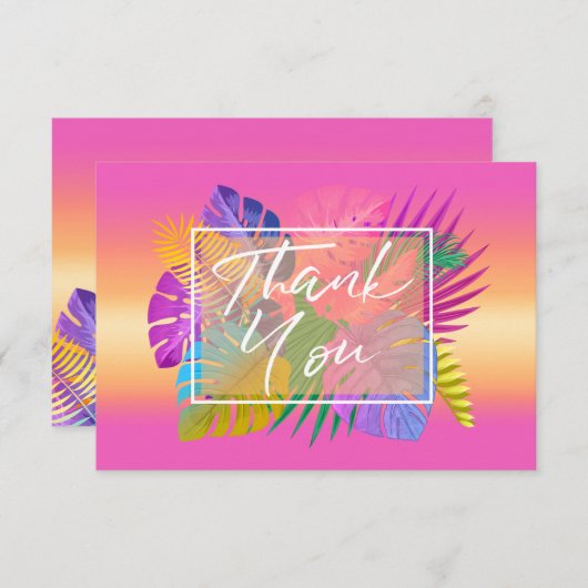 Kleurrijke tropische bladeren Sunset ID575 Bedankkaart (Voorkant / Achterkant)