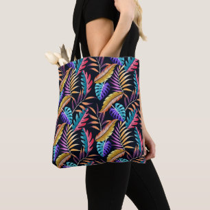 Kleurrijke tropische bladeren tote bag
