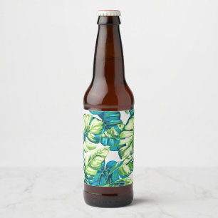 kleurrijke tropische bladeren van bananen en van M Bier Etiket