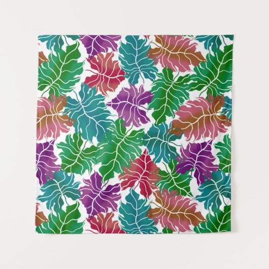 Kleurrijke tropische bladeren wandkleed (Voorkant)