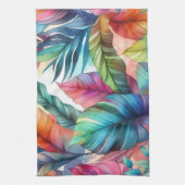 Kleurrijke Tropische Bladeren Waterverf Ontwerp Theedoek (Verticaal)