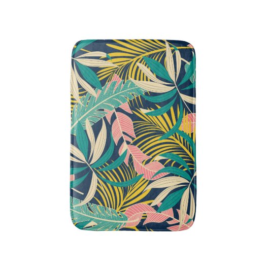 Kleurrijke tropische bladeren: zomerpatroon. badmat (Voorkant Verticaal)