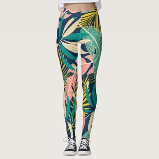 Kleurrijke tropische bladeren: zomerpatroon. leggings
